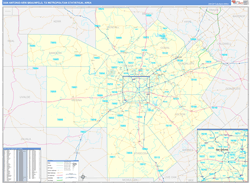 San Antonio-New Braunfels Metro Area Wall Map Basic Style 2026